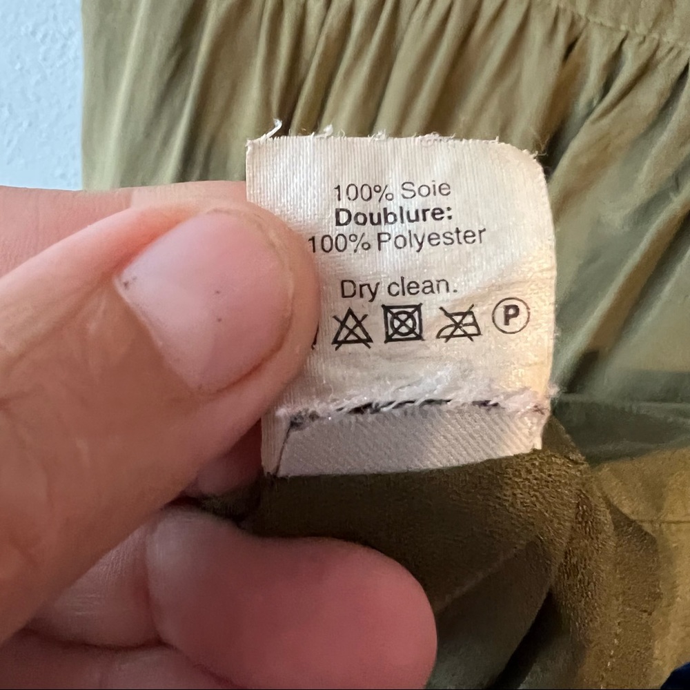 Madewell 100% silk army green Moonset dress size 2 - Picture 7 of 7